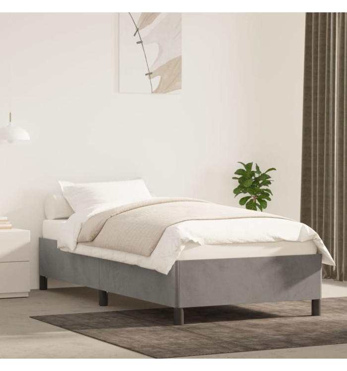 Cadre de lit sans matelas gris clair 90x200 cm velours | Mobilier & Déco