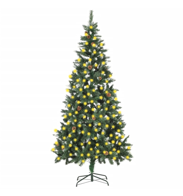 Sapin de Noël artificiel pré-éclairé et pommes de pin 210 cm | Mobilier & Déco