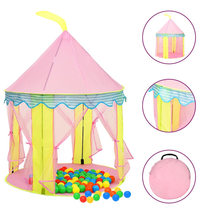 Tente de jeu pour enfants avec 250 balles Rose 100x100x127 cm | Mobilier & Déco