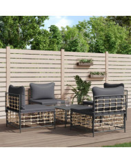 Salon de jardin 5 pcs avec coussins anthracite résine tressée | Mobilier & Déco