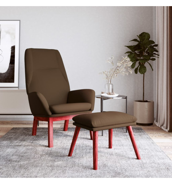 Chaise de relaxation avec repose-pied Marron Tissu | Mobilier & Déco