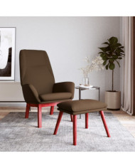 Chaise de relaxation avec repose-pied Marron Tissu | Mobilier & Déco