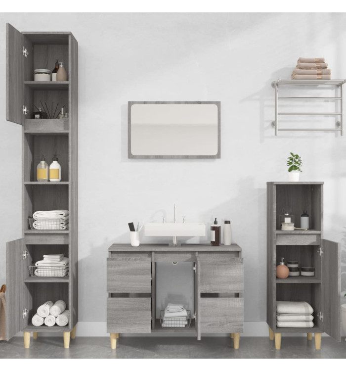 Ensemble de meubles de salle de bain 3 pcs Sonoma gris | Mobilier & Déco