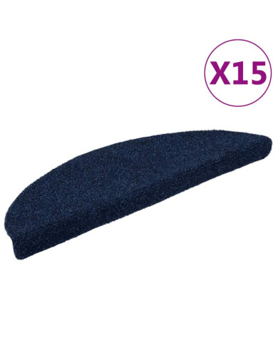 Tapis d'escalier autocollants 15 pcs Bleu 56x17x3 cm Aiguilleté | Mobilier & Déco