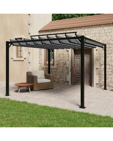Tonnelle avec toit à persienne 3x3 m Anthracite Tissu aluminium | Mobilier & Déco