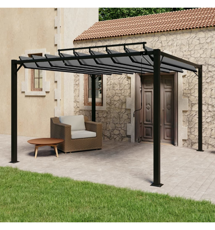Tonnelle avec toit à persienne 3x3 m Anthracite Tissu aluminium | Mobilier & Déco
