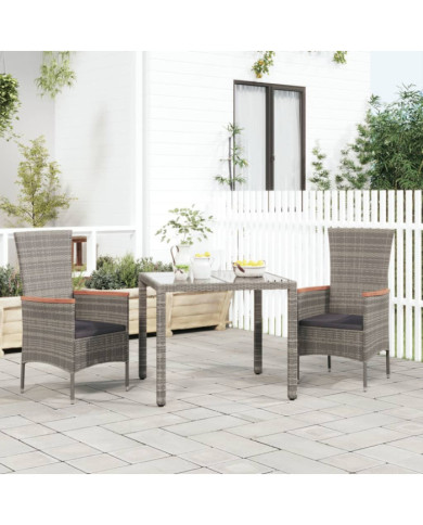 Chaises de jardin avec coussins lot de 2 Résine tressée Gris | Mobilier & Déco
