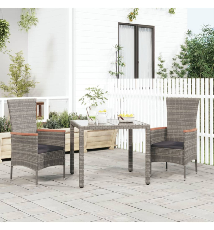 Chaises de jardin avec coussins lot de 2 Résine tressée Gris | Mobilier & Déco