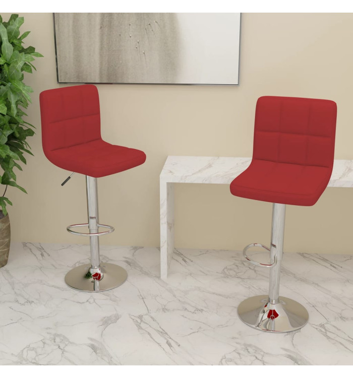 Tabourets de bar lot de 2 rouge bordeaux tissu | Mobilier & Déco