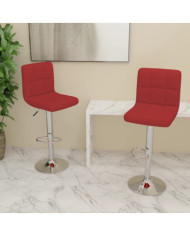 Tabourets de bar lot de 2 rouge bordeaux tissu | Mobilier & Déco