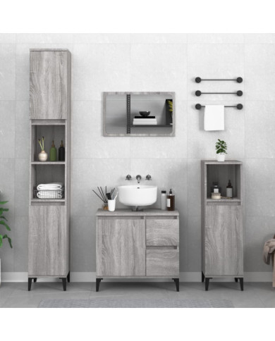 Armoire salle de bain sonoma gris 30x30x100 cm | Mobilier & Déco
