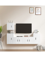 Ensemble de meubles TV 5 pcs Blanc brillant Bois d'ingénierie | Mobilier & Déco