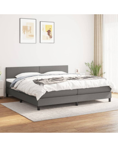 Sommier à lattes de lit avec matelas Gris foncé 200x200cm Tissu | Mobilier & Déco