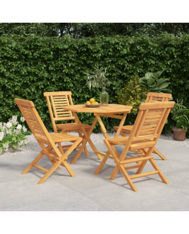 Ensemble à manger de jardin 5 pcs Bois de teck massif | Mobilier & Déco