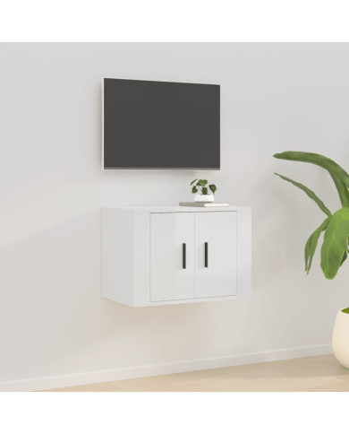 Meuble TV mural Blanc brillant 57x34,5x40 cm | Mobilier & Déco