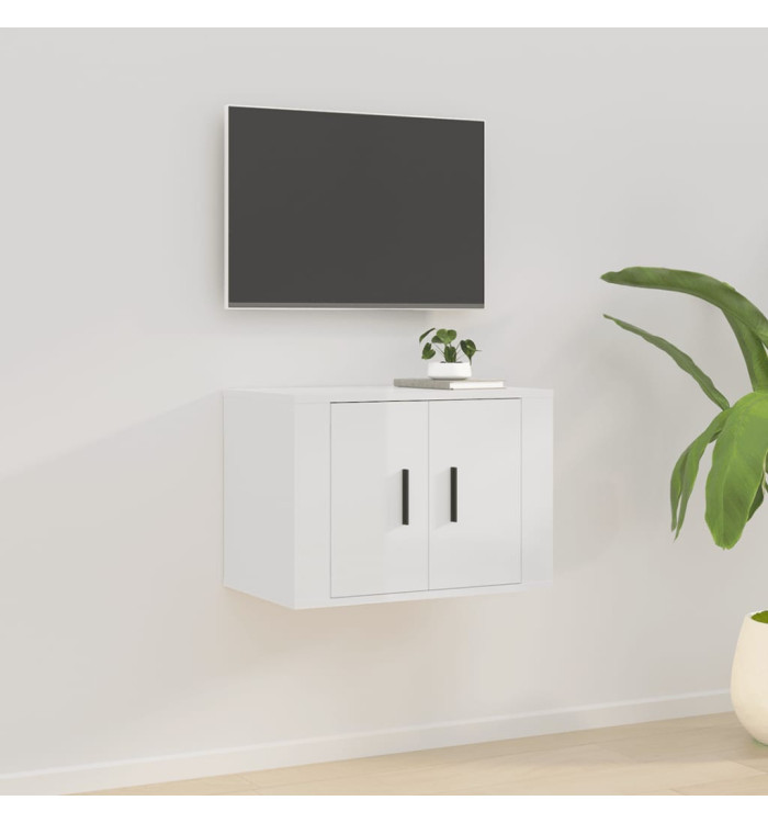 Meuble TV mural Blanc brillant 57x34,5x40 cm | Mobilier & Déco