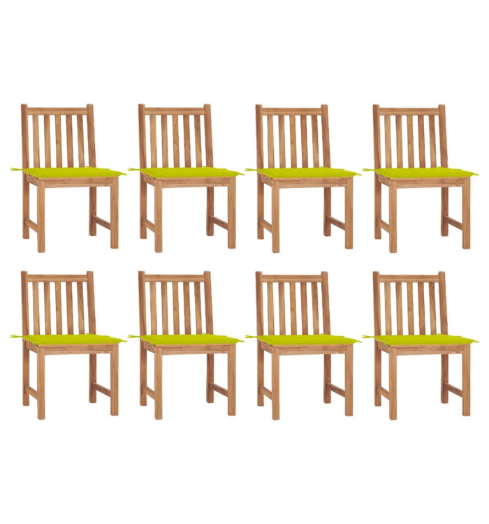 Chaises de jardin lot de 8 avec coussins Bois de teck massif | Mobilier & Déco