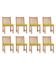 Chaises de jardin lot de 8 avec coussins Bois de teck massif | Mobilier & Déco