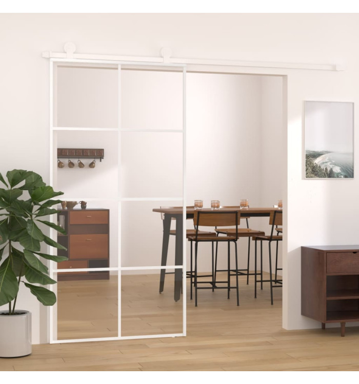 Porte coulissante Verre ESG et aluminium 102,5x205 cm Blanc | Mobilier & Déco