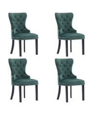Chaises à manger lot de 4 vert foncé velours | Mobilier & Déco