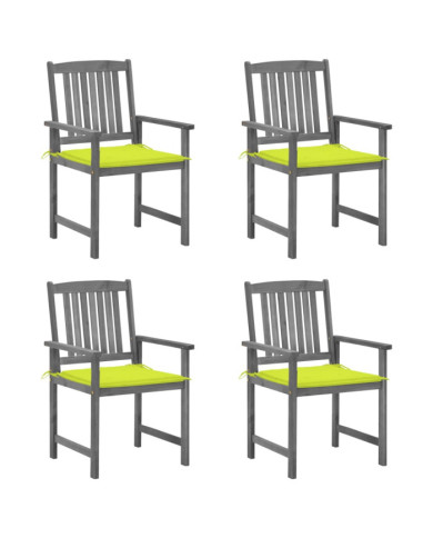 Chaises de jardin et coussins lot de 4 Gris Bois acacia massif | Mobilier & Déco