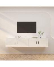 Meubles TV muraux 2 pcs blanc brillant 100x34,5x40 cm | Mobilier & Déco
