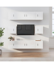 Ensemble de meubles TV 8 pcs Blanc brillant Bois d'ingénierie | Mobilier & Déco
