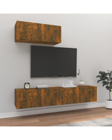 Ensemble de meubles TV 3 pcs Chêne fumé Bois d'ingénierie | Mobilier & Déco