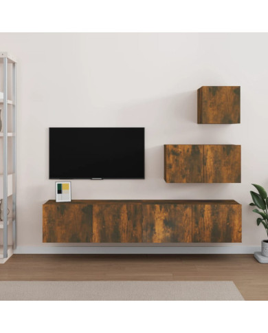 Ensemble de meubles TV 4 pcs Chêne fumé Bois d'ingénierie | Mobilier & Déco