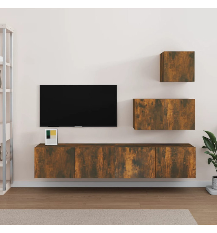 Ensemble de meubles TV 4 pcs Chêne fumé Bois d'ingénierie | Mobilier & Déco