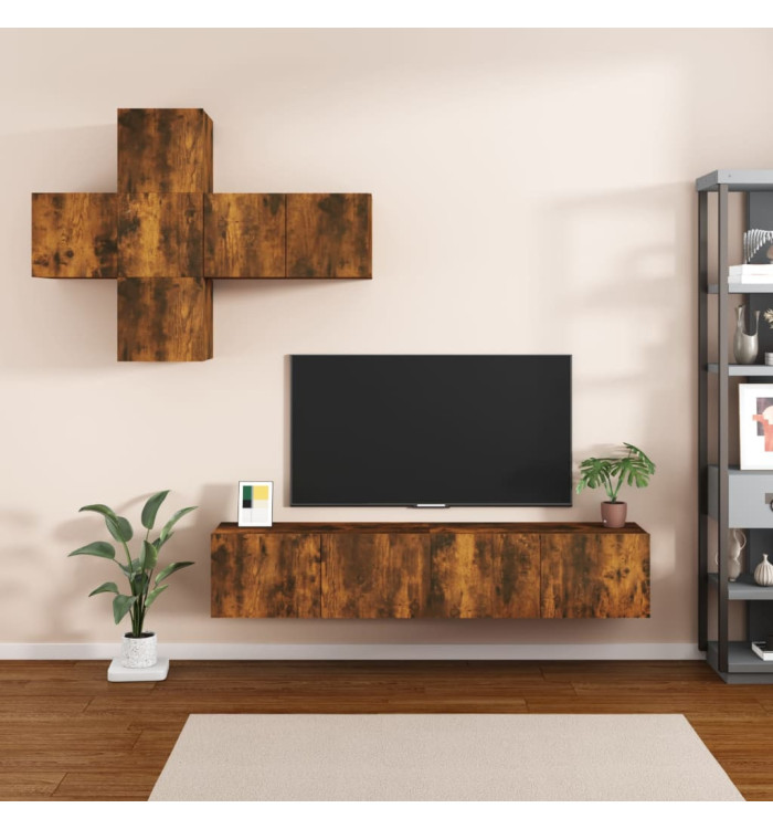 Ensemble de meubles TV 7 pcs Chêne fumé Bois d'ingénierie | Mobilier & Déco