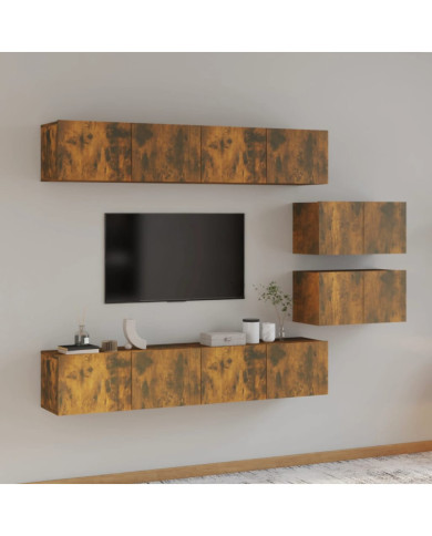 Ensemble de meubles TV 6 pcs Chêne fumé Bois d'ingénierie | Mobilier & Déco