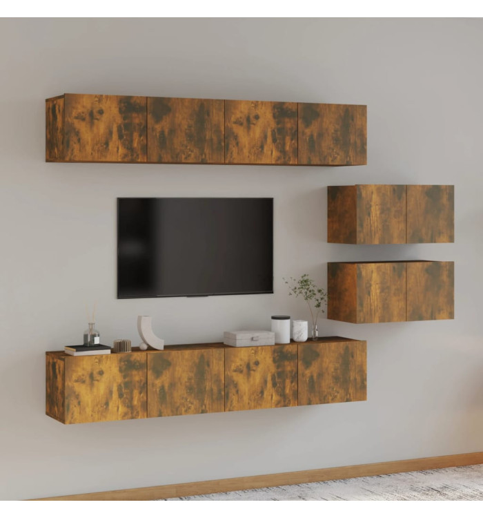 Ensemble de meubles TV 6 pcs Chêne fumé Bois d'ingénierie | Mobilier & Déco