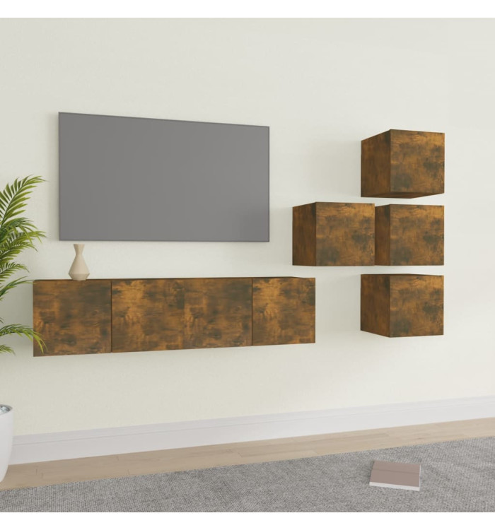 Ensemble de meubles TV 6 pcs Chêne fumé Bois d'ingénierie | Mobilier & Déco