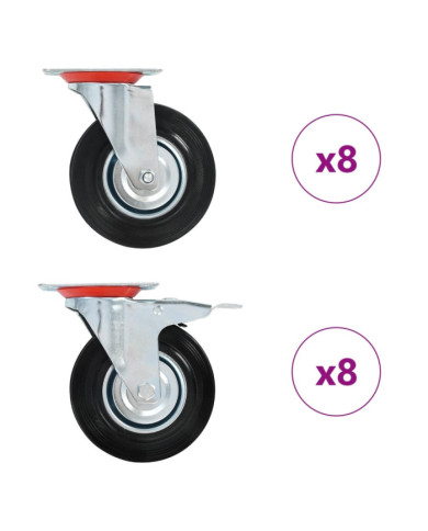 16 pcs Roulettes pivotantes 125 mm | Mobilier & Déco