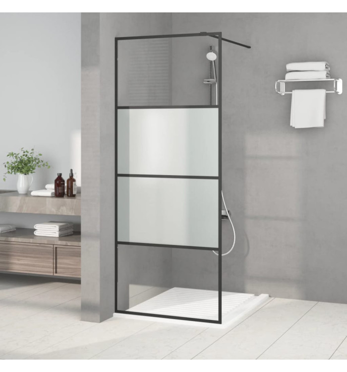 Paroi de douche Noir 80x195 cm Verre ESG demi-dépoli | Mobilier & Déco