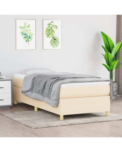 Cadre de lit sans matelas crème 100x200 cm tissu | Mobilier & Déco