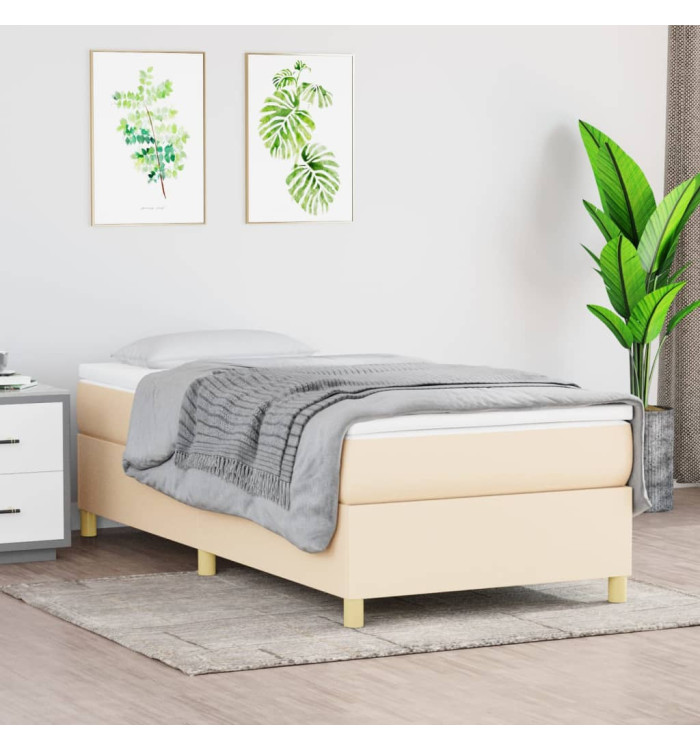Cadre de lit sans matelas crème 100x200 cm tissu | Mobilier & Déco