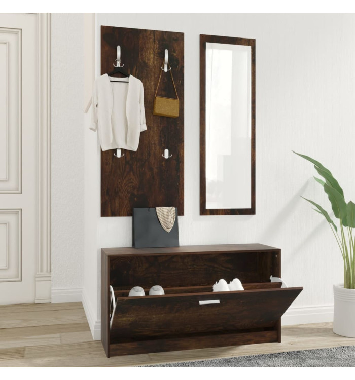 Ensemble d'armoires à chaussures 3-en-1 Chêne fumé | Mobilier & Déco
