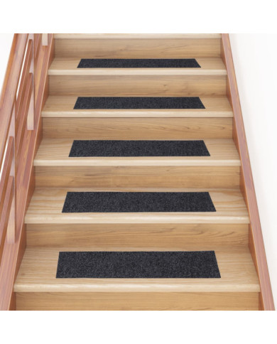 Tapis d'escalier autocollants Rectangulaire 15 pcs 76x20cm Gris | Mobilier & Déco