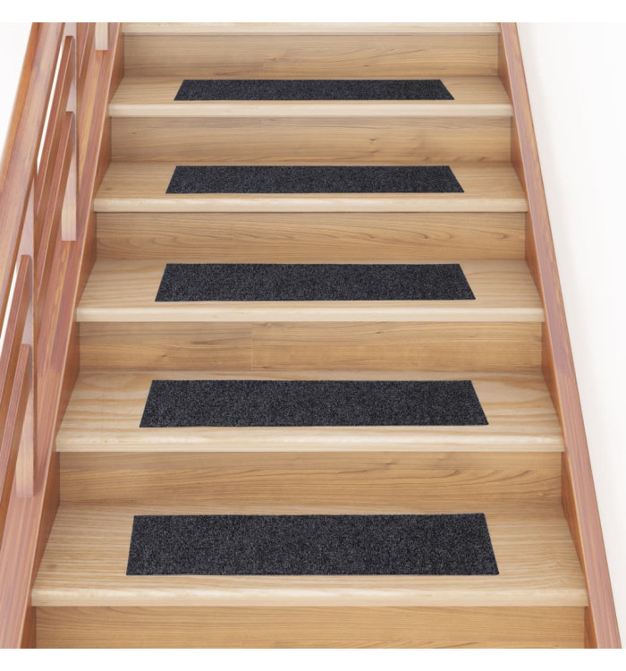 Tapis d'escalier autocollants Rectangulaire 15 pcs 76x20cm Gris | Mobilier & Déco