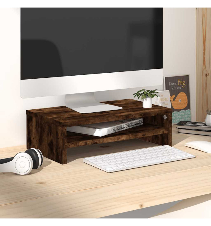 Support de moniteur Chêne fumé 42x24x13 cm Bois d'ingénierie | Mobilier & Déco