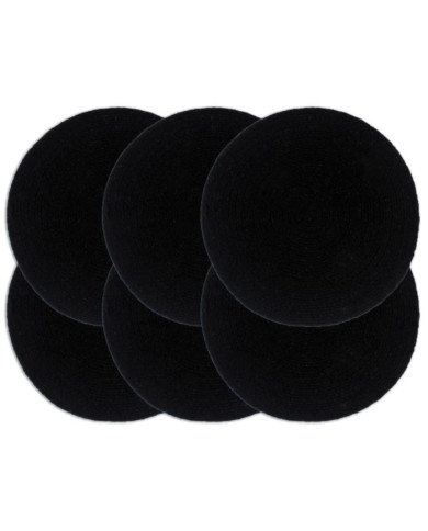 Napperons 6 pcs Noir Plain 38 cm Rond Coton | Mobilier & Déco