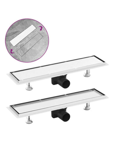 Drain de douche avec couvercle 2 en 1 53x14 cm Acier inoxydable | Mobilier & Déco
