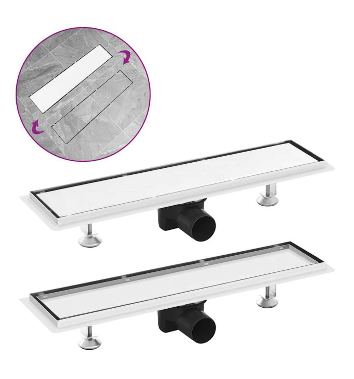 Drain de douche avec couvercle 2 en 1 53x14 cm Acier inoxydable | Mobilier & Déco