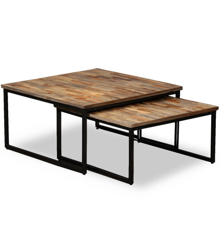Ensemble de table basse gigogne 2 pcs Teck massif récupération | Mobilier & Déco