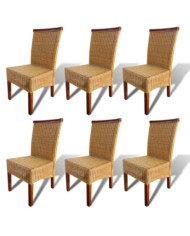 Chaises à manger lot de 6 marron rotin naturel | Mobilier & Déco