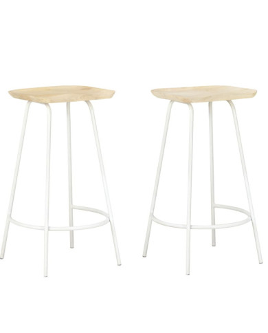 Tabourets de bar lot de 2 bois de manguier massif | Mobilier & Déco