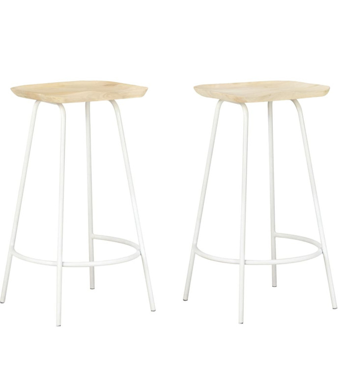 Tabourets de bar lot de 2 bois de manguier massif | Mobilier & Déco