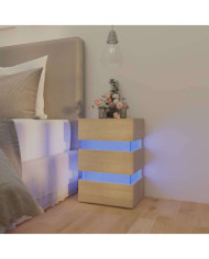 Table de chevet à LED chêne sonoma 45x35x67cm bois d'ingénierie | Mobilier & Déco